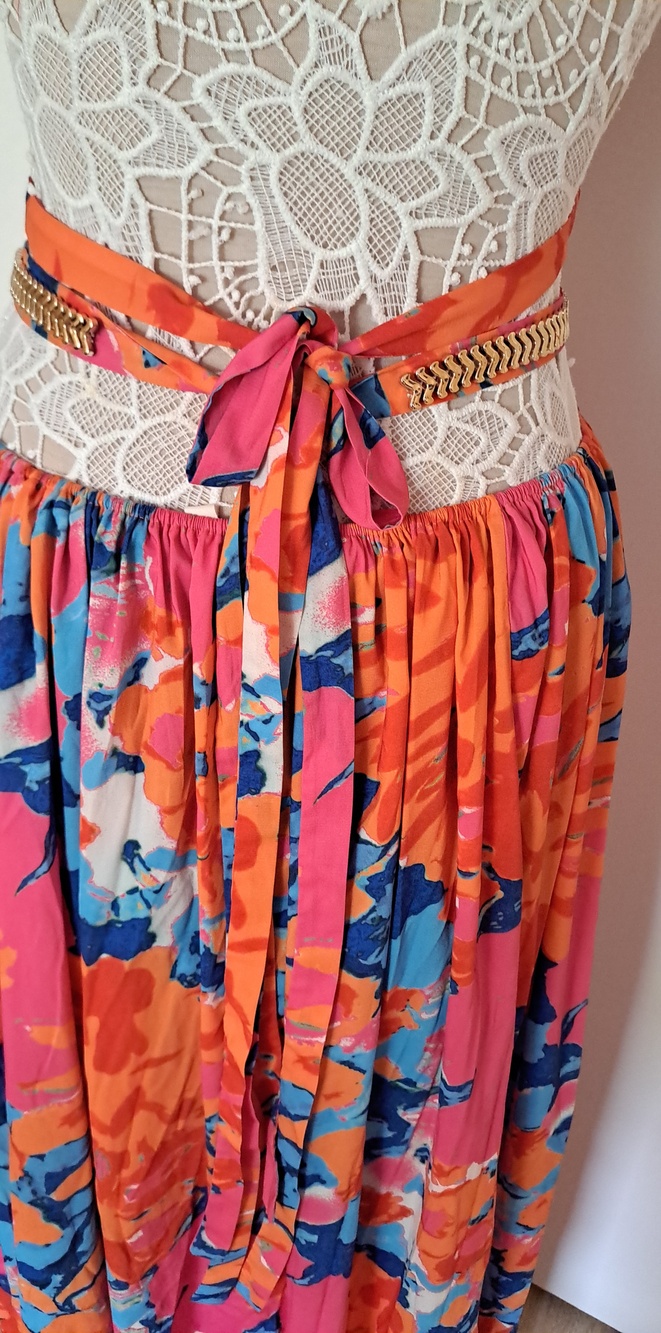 Luxxel Pink & Orange Floral Halter Maxi Dress - Picture 5 of 12